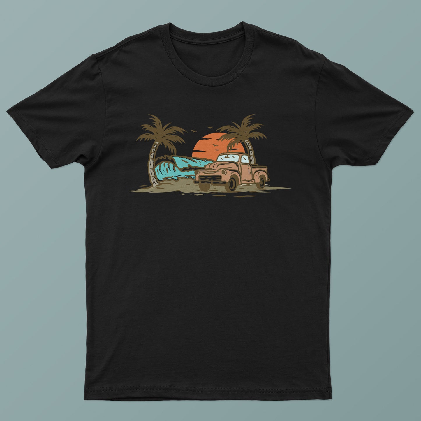 Vintage Car Beach Graphic Tee - S-XXXL, Various Colors, Free Shipping