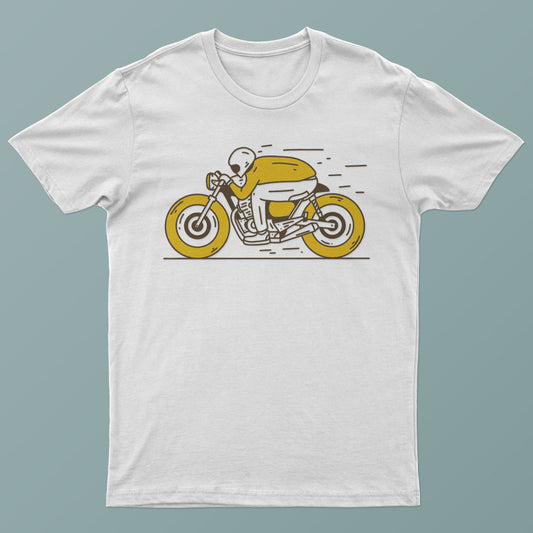Vintage Style Motorcycle Graphic Unisex Tee - Man Riding Bobber Bike