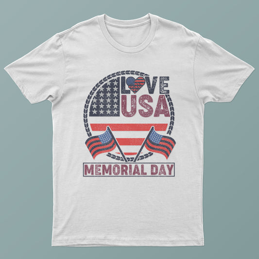 Love USA, Memorial Day Graphic Unisex T-Shirt: S-XXXL, Various Colors, Free Ship