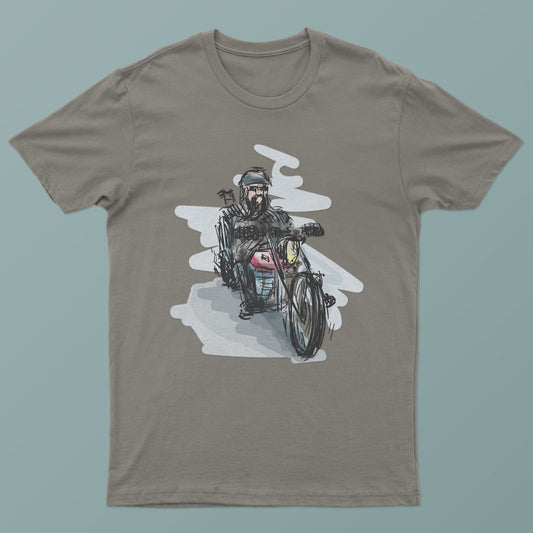 Hand-Drawn Chopper Rider Graphic Unisex Tee, Sizes Available, Free Shipping
