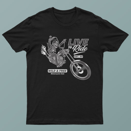 Skeleton Chopper Live to Ride Tee - S-XXXL, Various Colors, Free Shipping