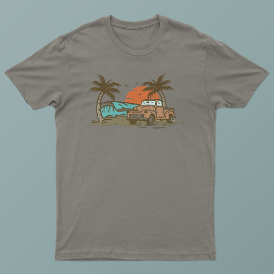 Vintage Car Beach Graphic Tee - S-XXXL, Various Colors, Free Shipping