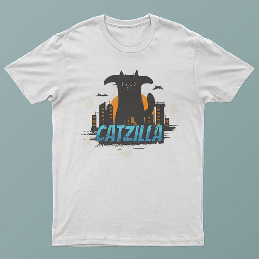 Catzilla Cat Movie Parody Graphic T-Shirt Cute Kitten Funny Tee Unisex for Cat Lovers Gift Shirt