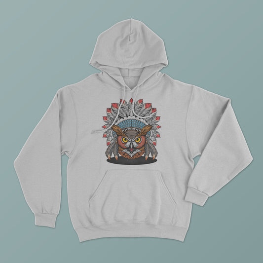 Owl Totem Print Hoodie - Unique Graphic Hoodie with Native American Design